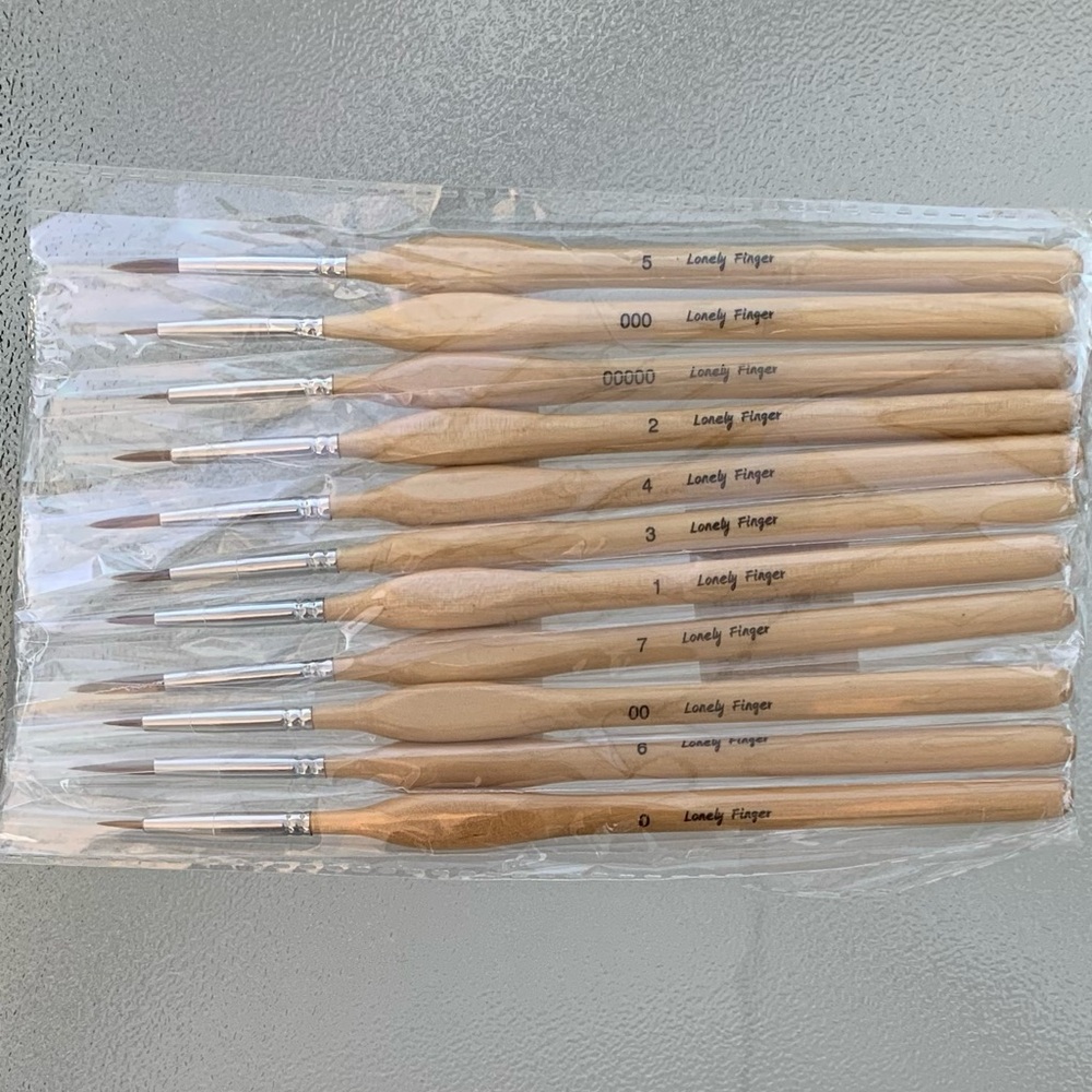 11-Piece Set of Fine Detail Wooden Handles Multi-Use Paint Brushes - Picture 2 of 6